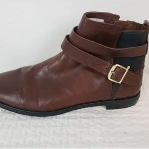 Shackle brown leather zipper ankle boots